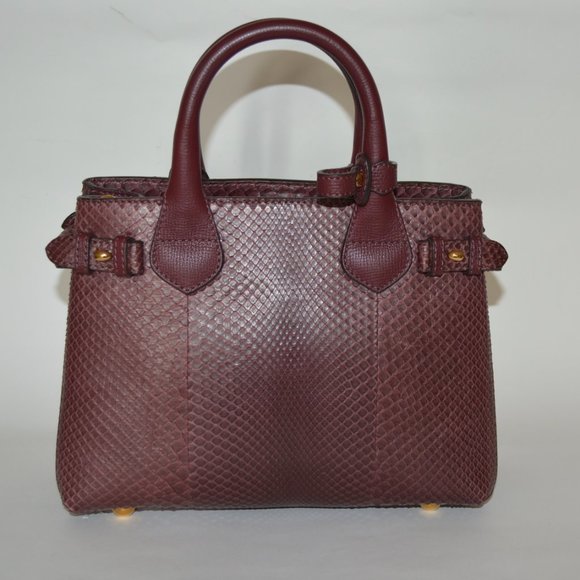 NWT BURBERRY PYTHON LEATHER BANNER DERBY SMALL TOTE BAG - Picture 4 of 13